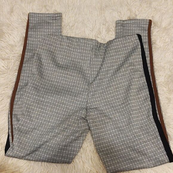 Hounds tooth slacks with brown and black stripes, stretch, elastic band, Dex, Sm - Picture 4 of 8
